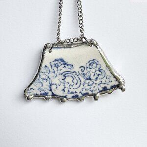 Handmade repurposed blue delft ceramic shard necklace